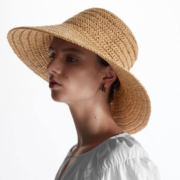 Cos Woven Straw Sun Bucket Hat In Beige